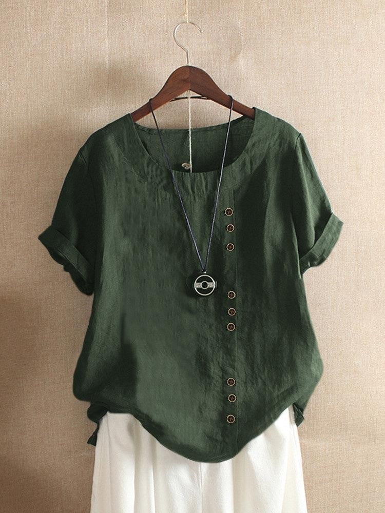 DELAMONT| Blouse Aérée avec Patte de Boutonnage Bianca