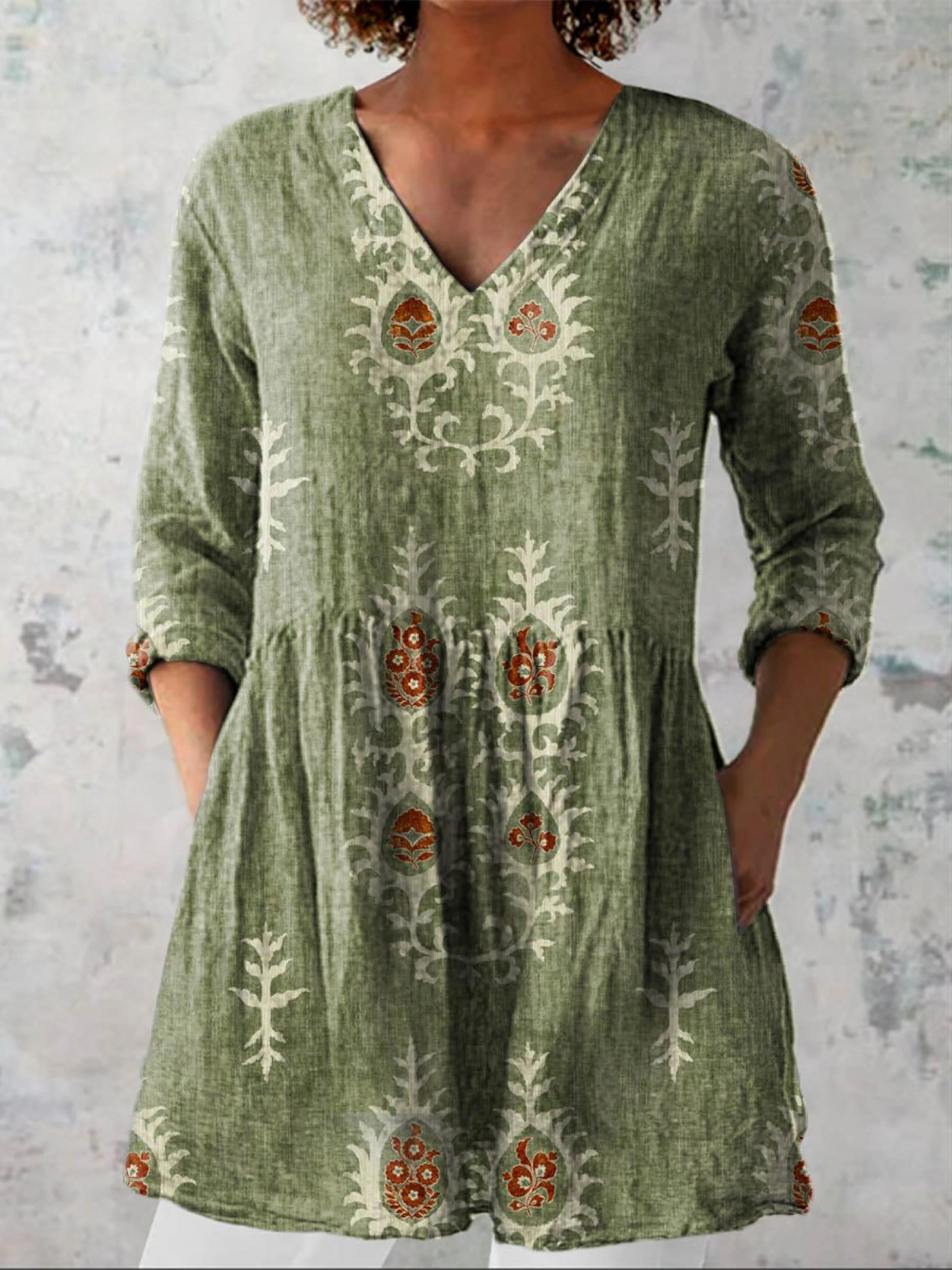 DELAMONT Blouse Longue Col V Fluide Aveline