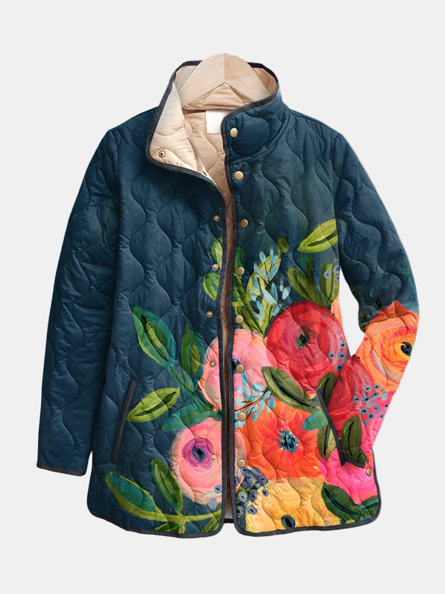 DELAMONT| Veste Matelassée Fleurs Peintes Camille