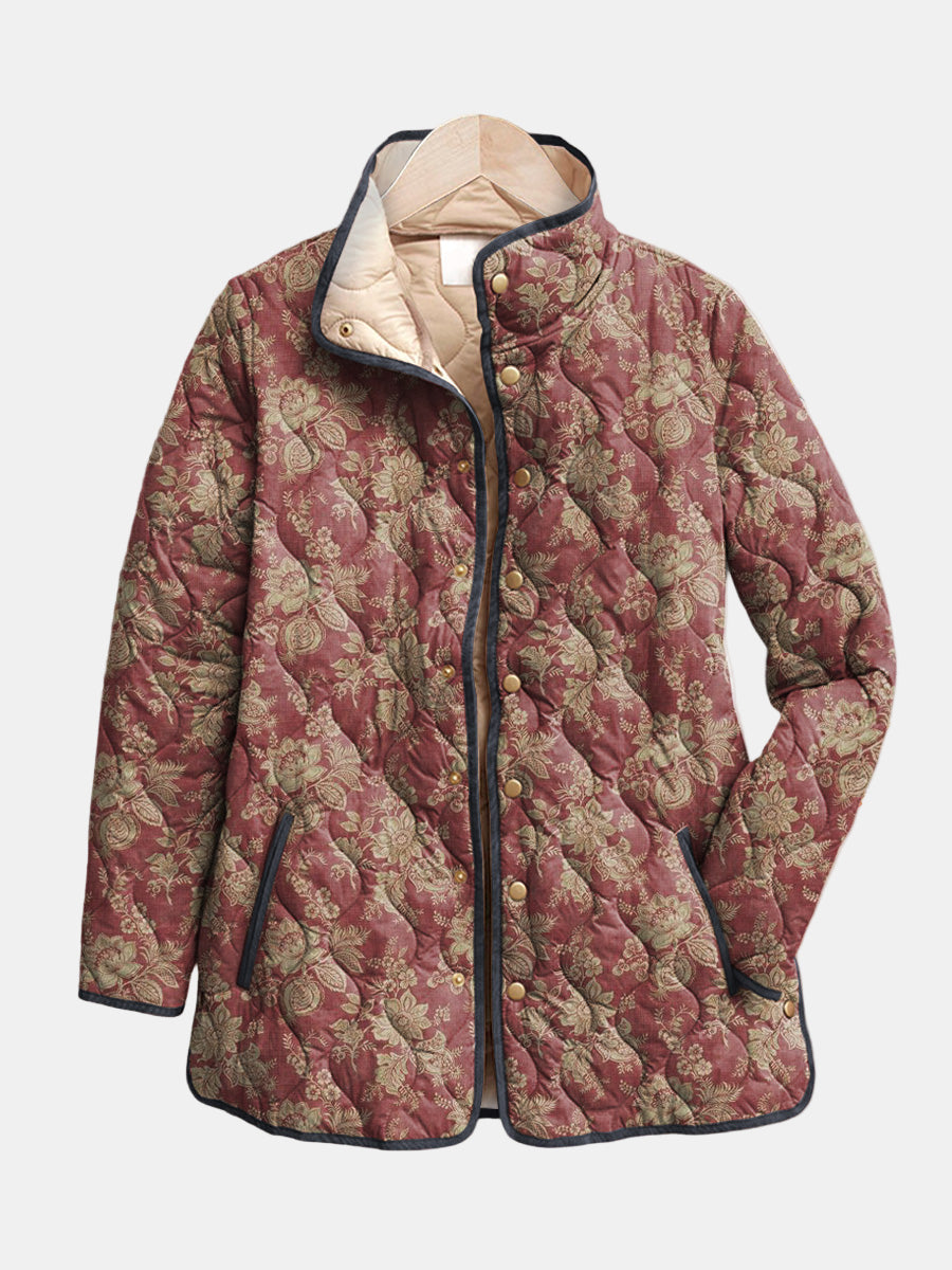 DELAMONT| Veste Matelassée Damas Prune Sophie