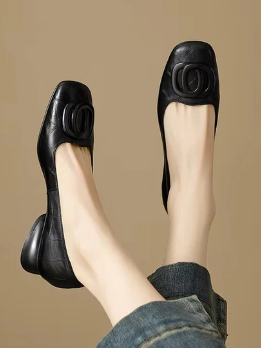 DELAMONT| Ballerines en Cuir Bout Carré Margot