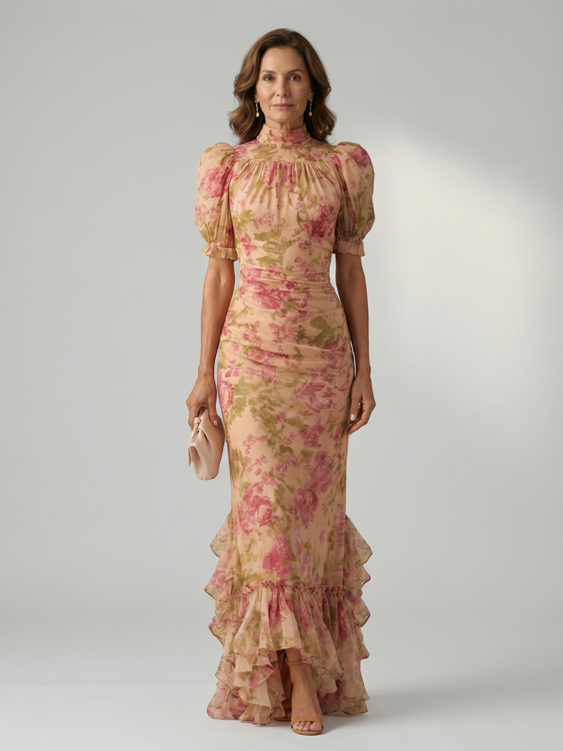 DELAMONT| Robe Maxi à Col Montant Doux Vianne