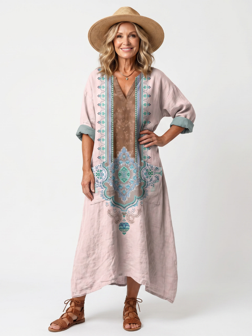 DELAMONT| Robe Midi Brodée à Poches Mathilde