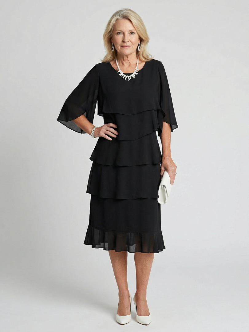 DELAMONT| Robe Midi à Volants Margaux