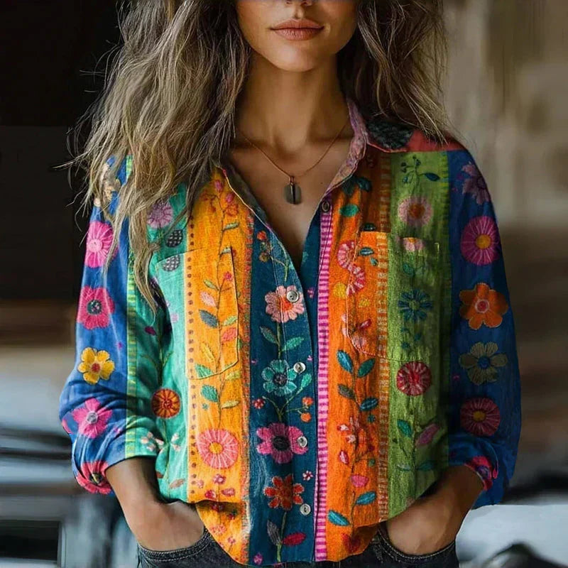 DELAMONT| Blouse à Imprimé Floral Rétro Nanna