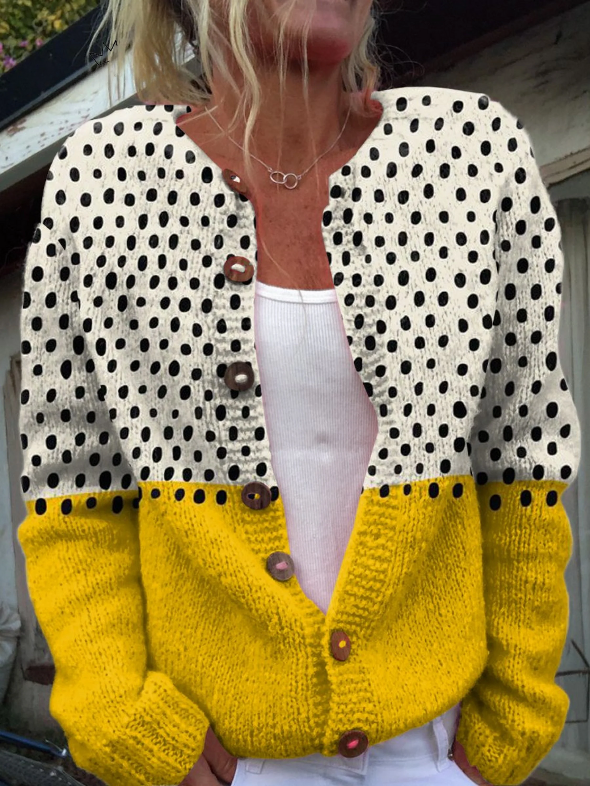 DELAMONT | Cardigan Bicolore à Pois Chloé