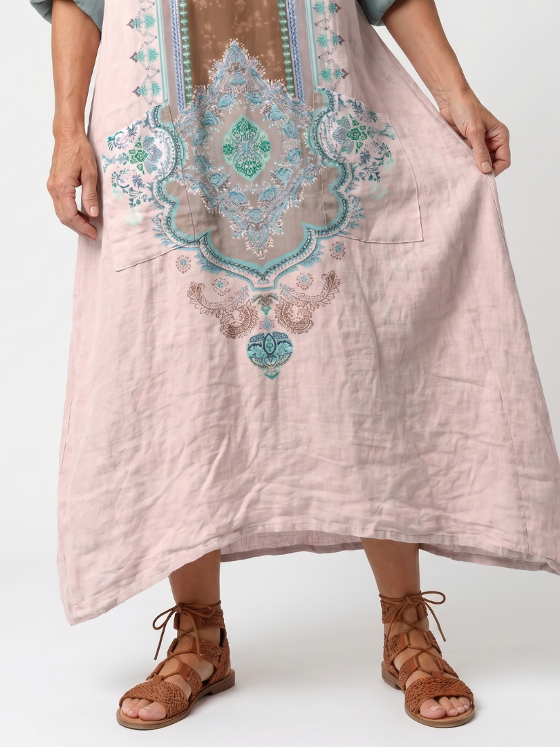 DELAMONT| Robe Midi Brodée à Poches Mathilde