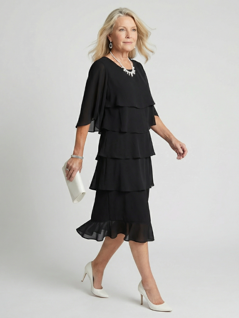 DELAMONT| Robe Midi à Volants Margaux