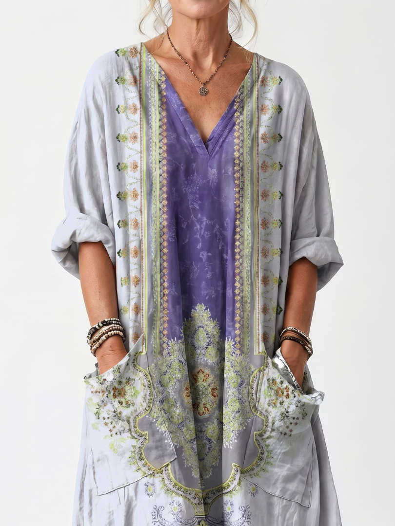 DELAMONT| Robe Midi Brodée Contrastée Véronique