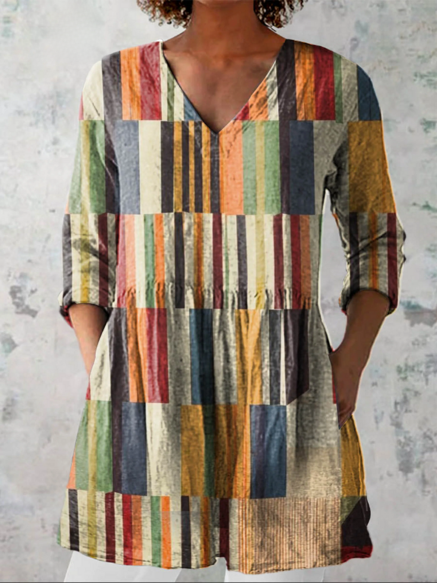 DELAMONT| Blouse Longue Fluide Col V Charlotte