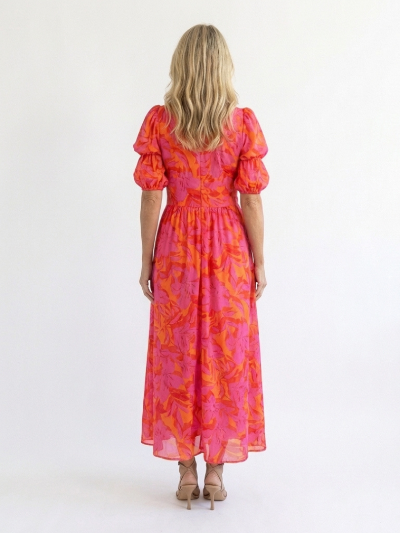DELAMONT | Robe Midi à Manches Bouffantes Willow