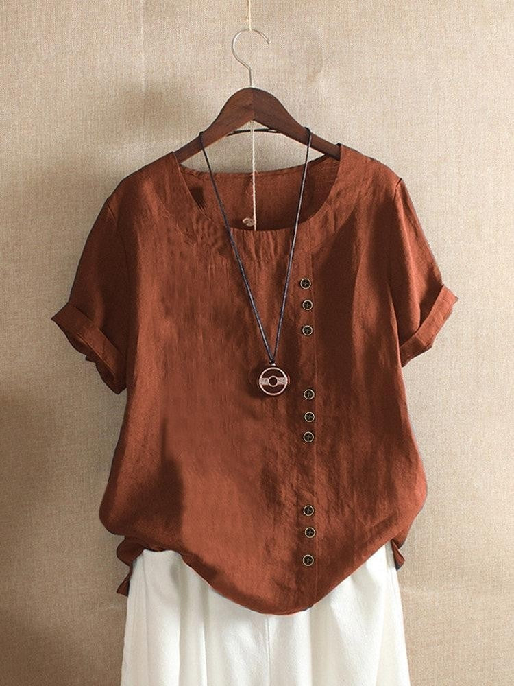DELAMONT| Blouse Aérée avec Patte de Boutonnage Bianca