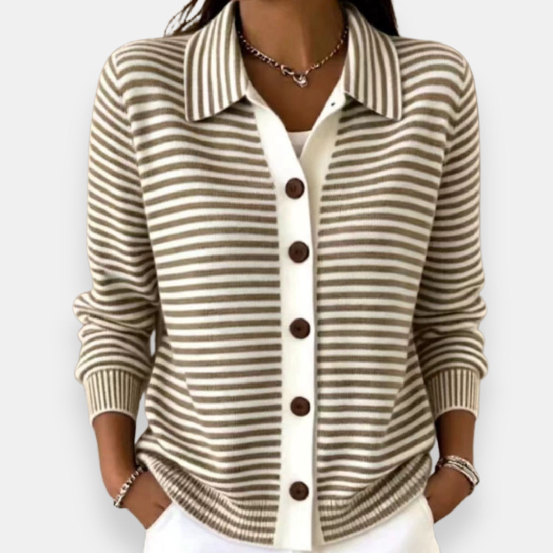 Valentine | Cardigan boutonné rayé