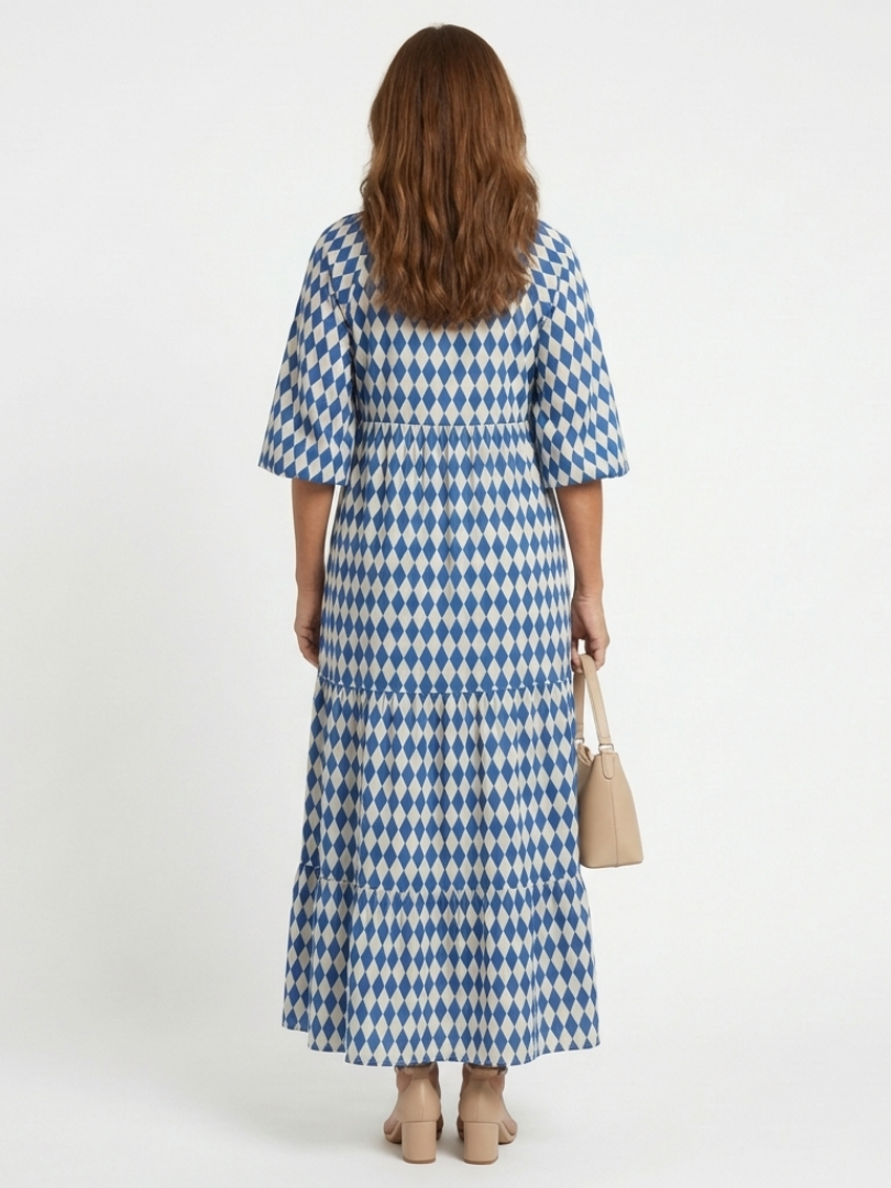 DELAMONT| Robe Midi à Imprimé Diamant Elodie