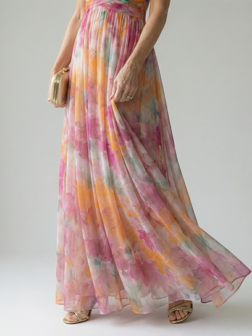 DELAMONT| Robe Maxi à Enveloppe Douce Isel