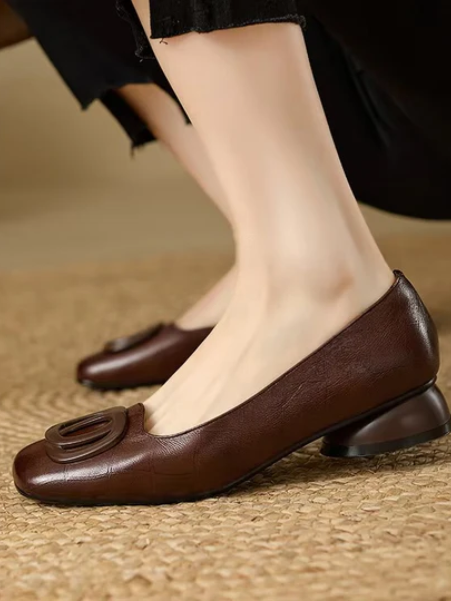 DELAMONT| Ballerines en Cuir Bout Carré Margot