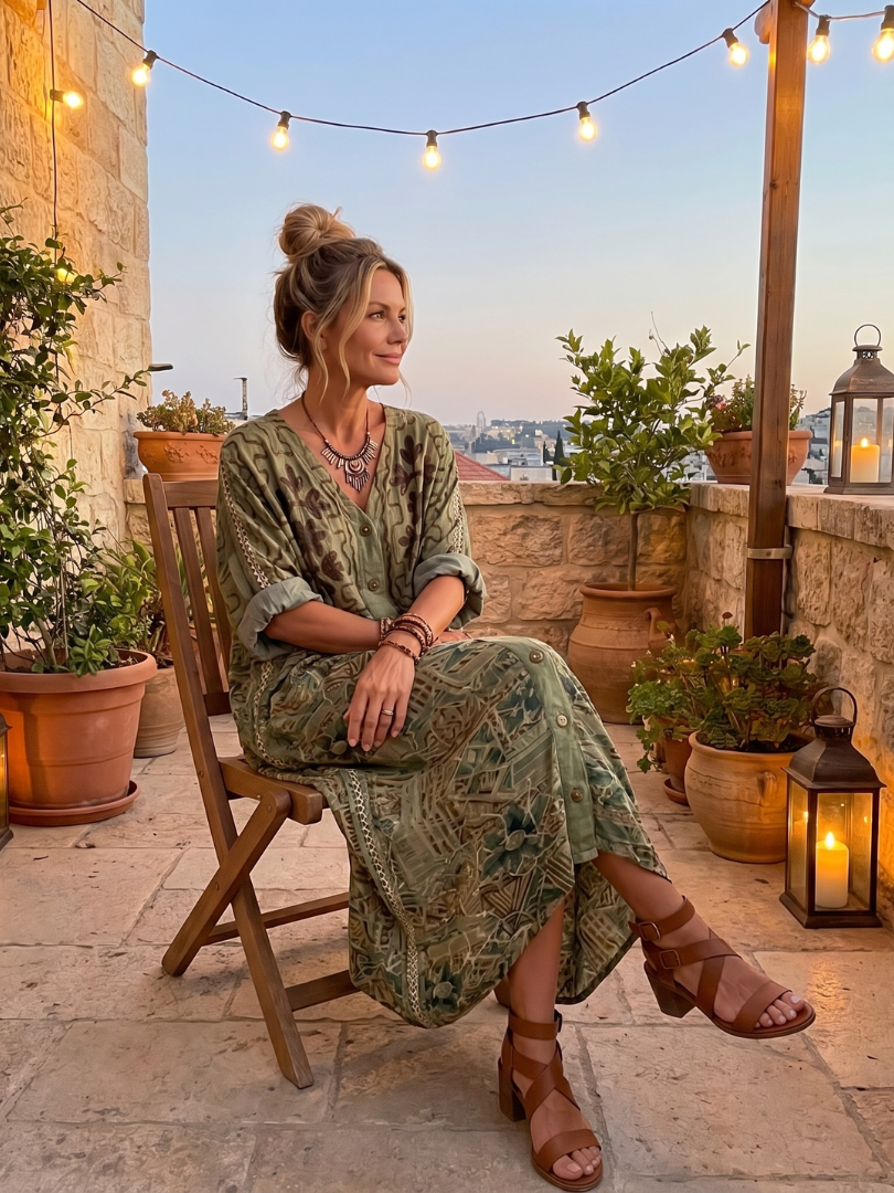 DELAMONT | Robe Midi Brodée Boutonnée Monique
