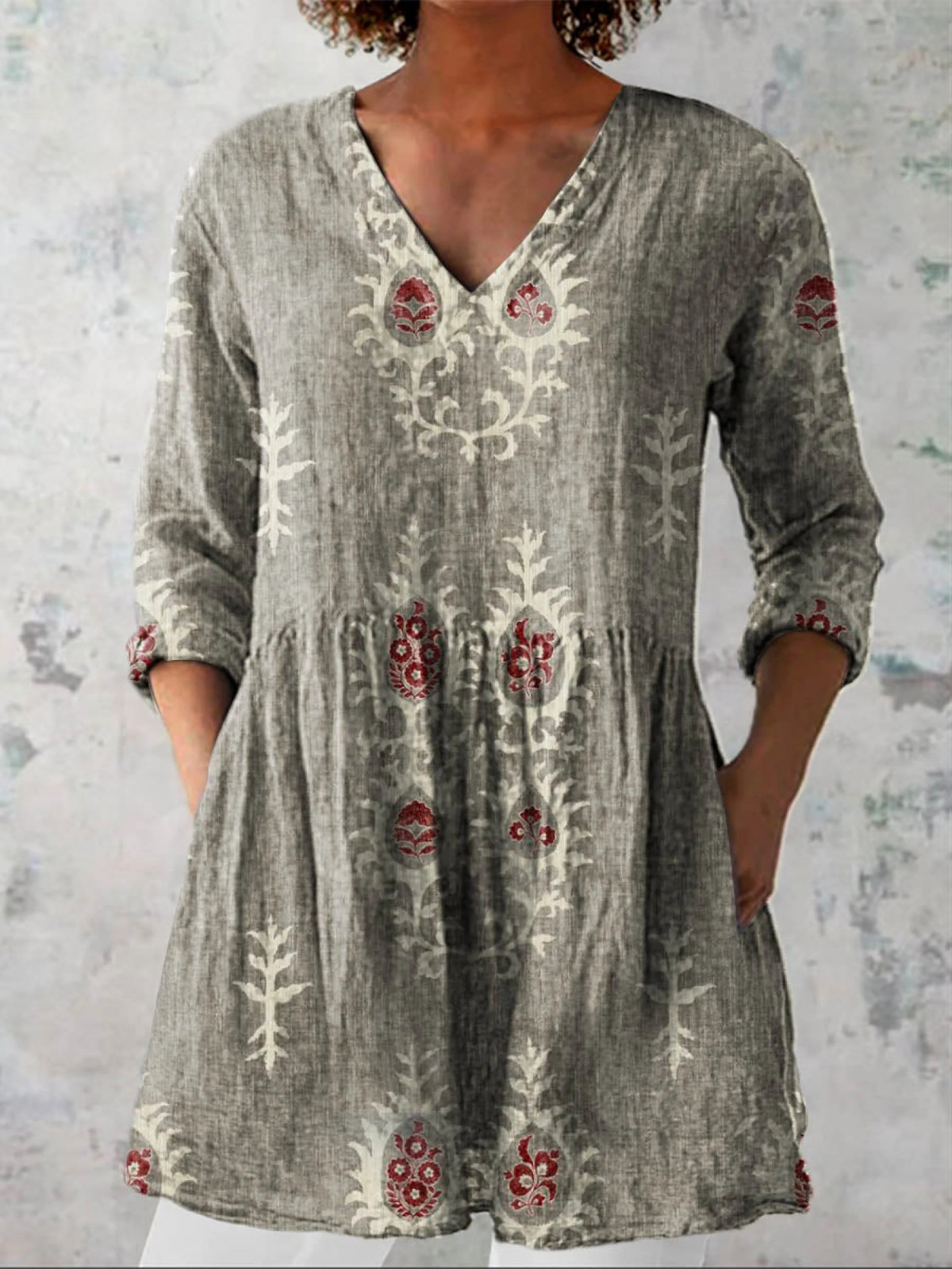 DELAMONT Blouse Longue Col V Fluide Aveline