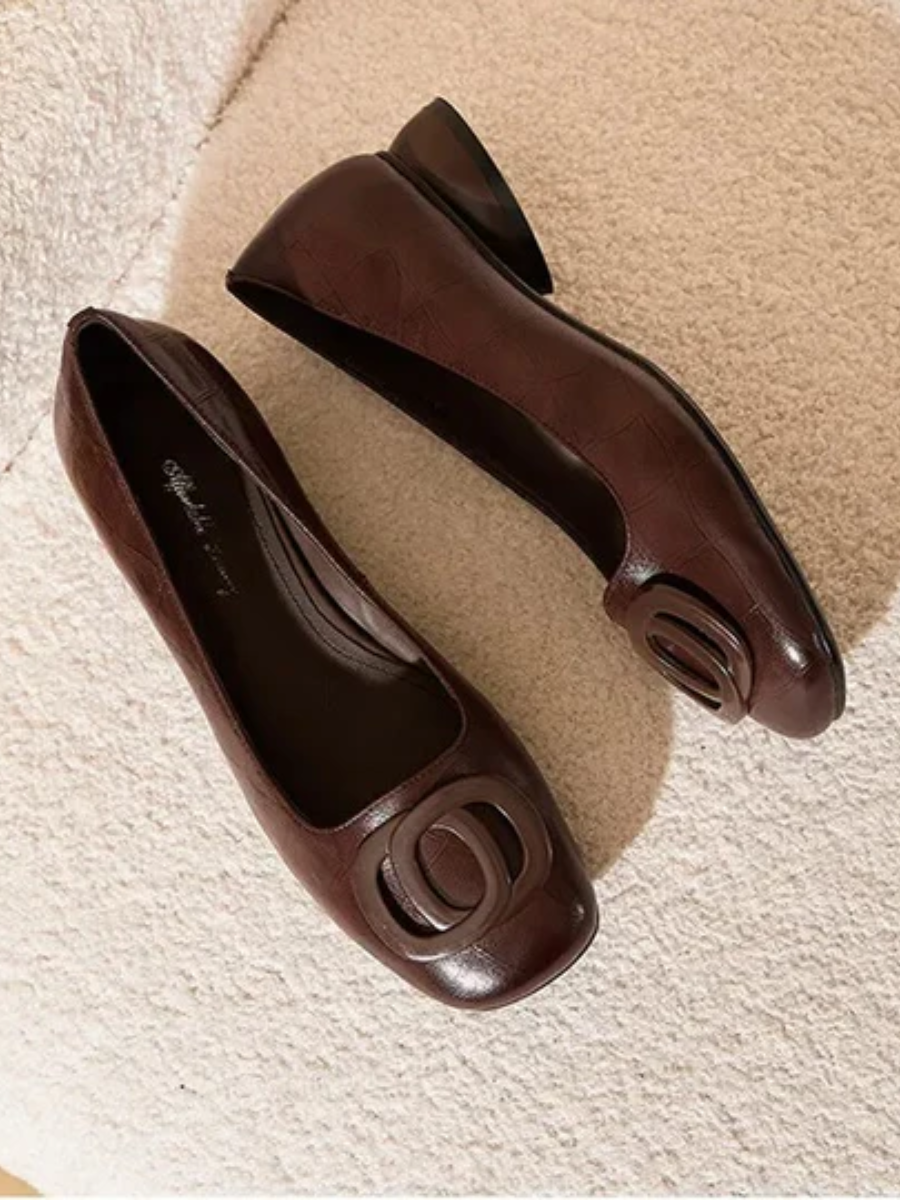 DELAMONT| Ballerines en Cuir Bout Carré Margot
