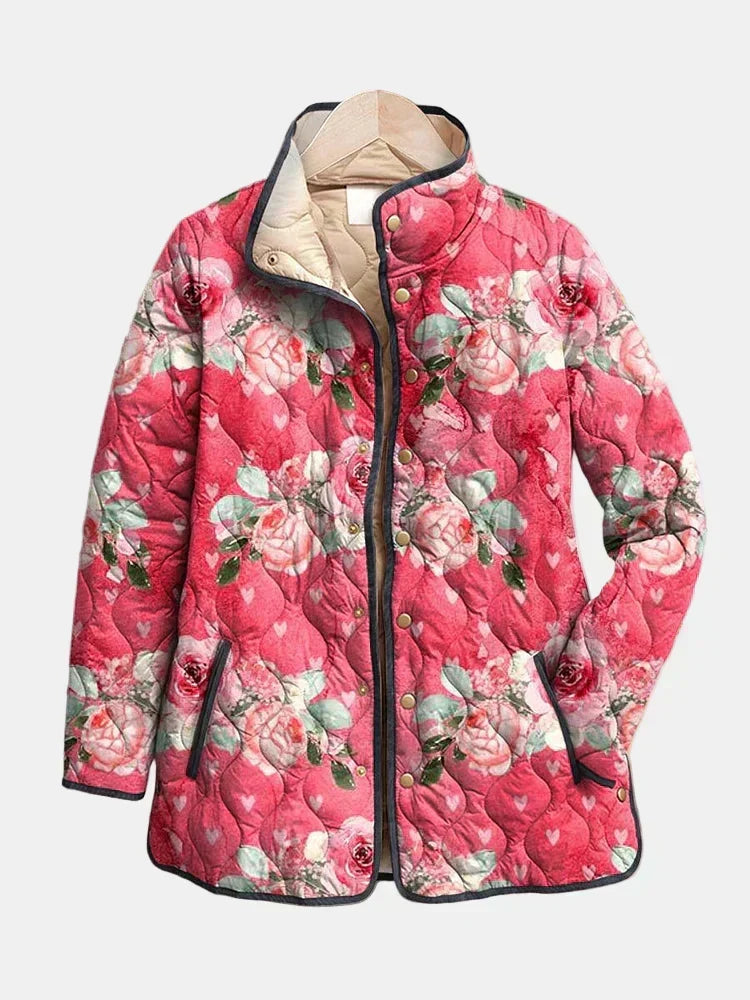 DELAMONT  Veste Matelassée Roses Poudrées Christine