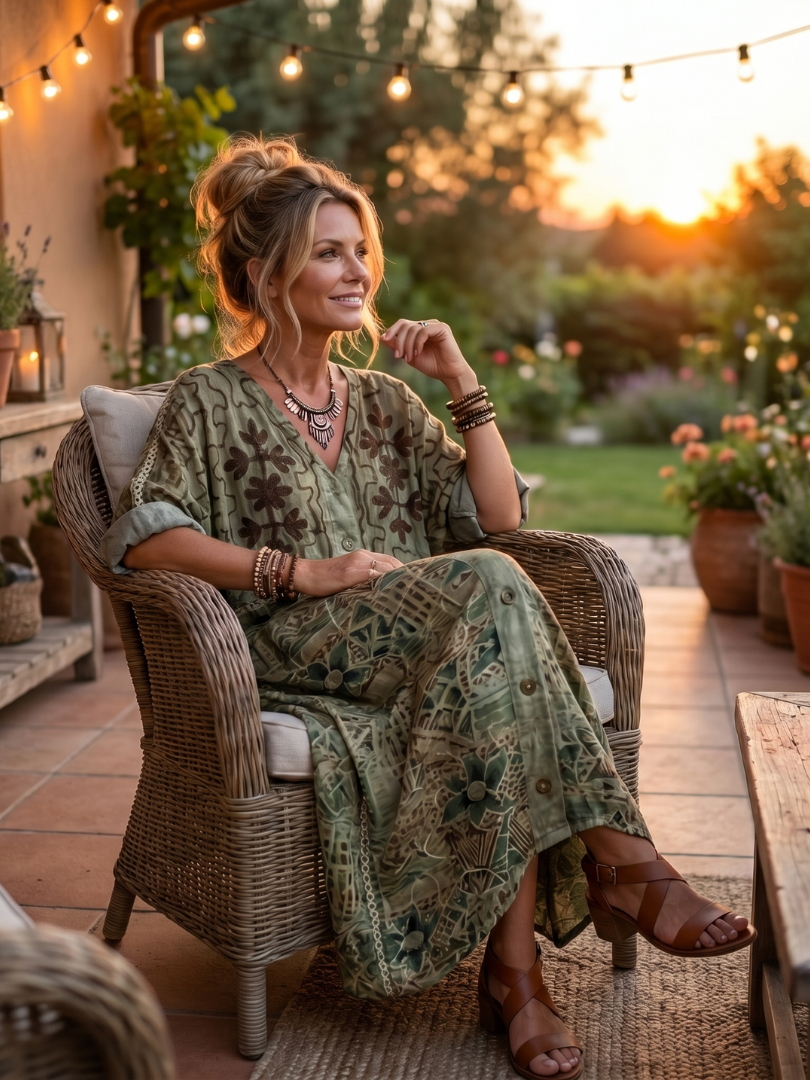 DELAMONT | Robe Midi Brodée Boutonnée Monique