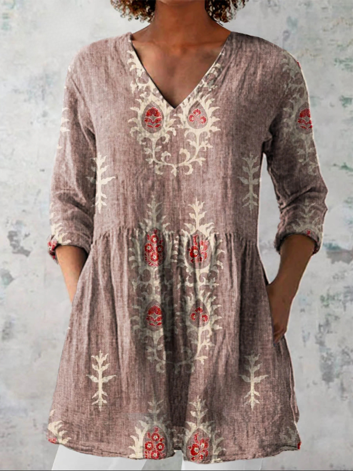 DELAMONT Blouse Longue Col V Fluide Aveline