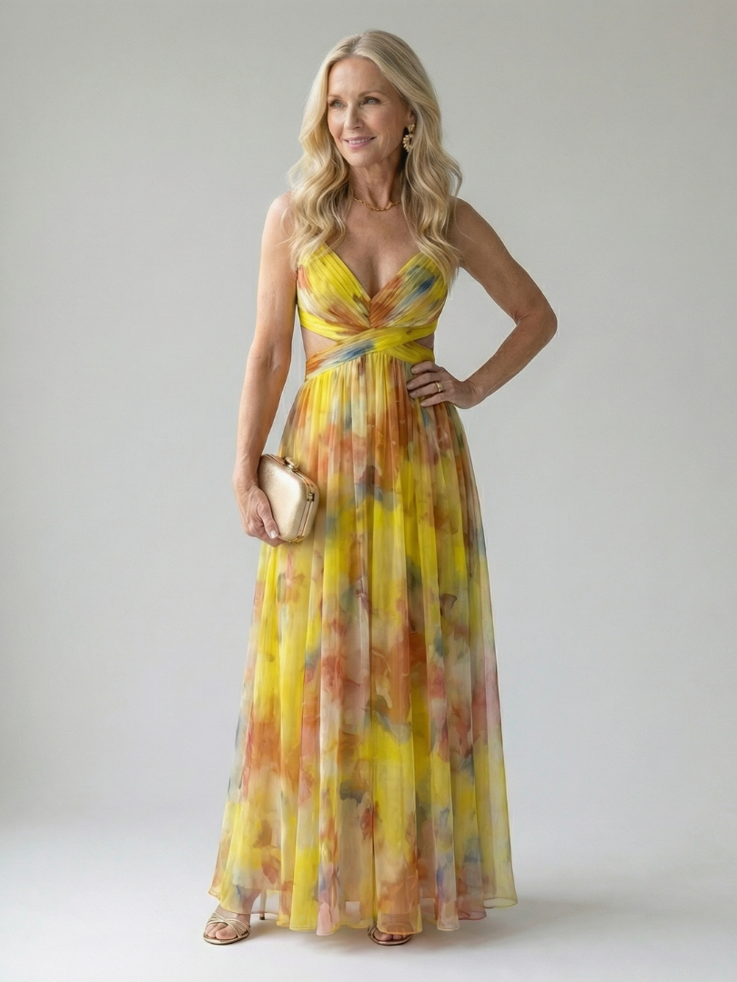 DELAMONT| Robe Maxi à Enveloppe Douce Isel