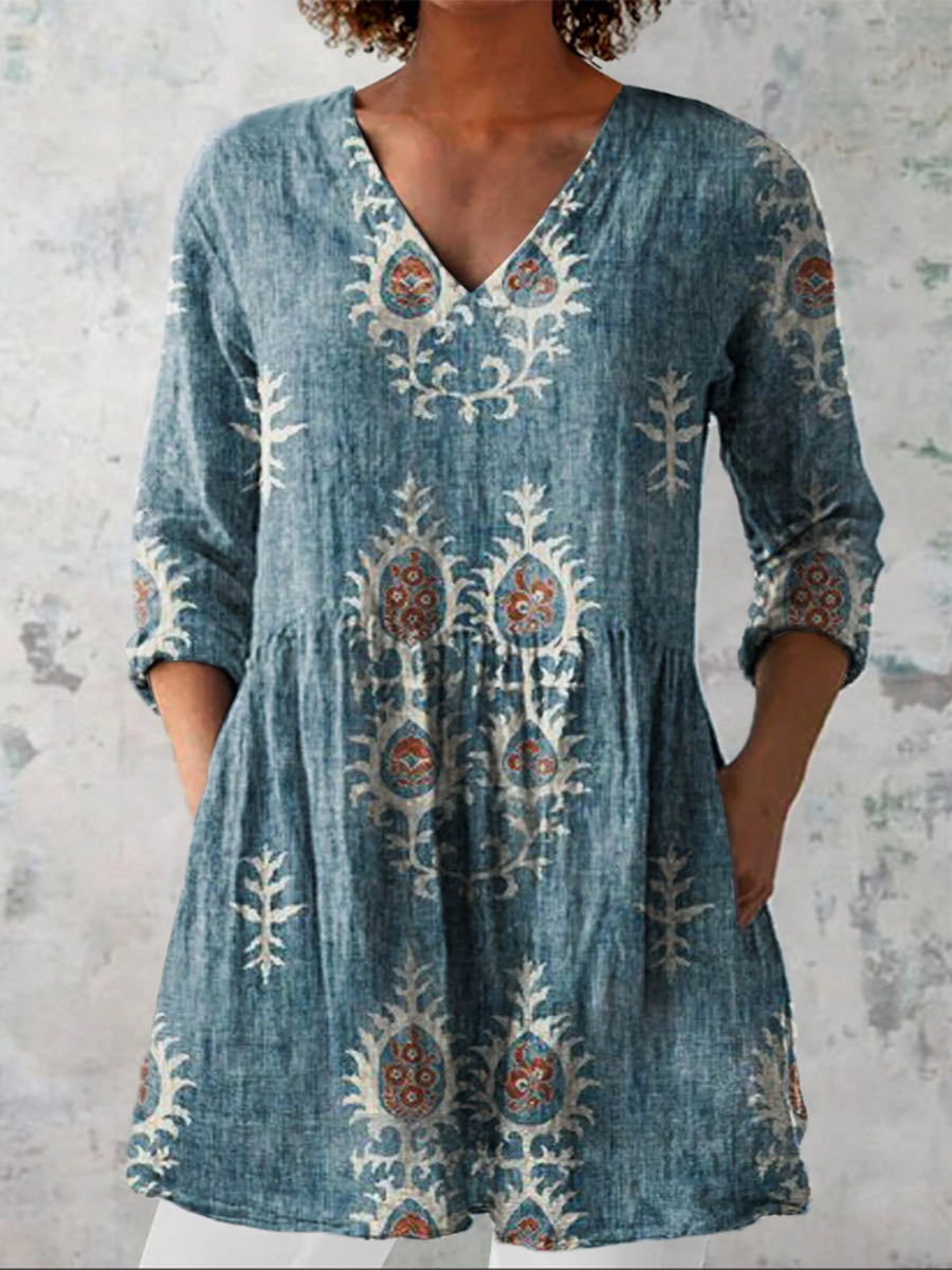 DELAMONT Blouse Longue Col V Fluide Aveline