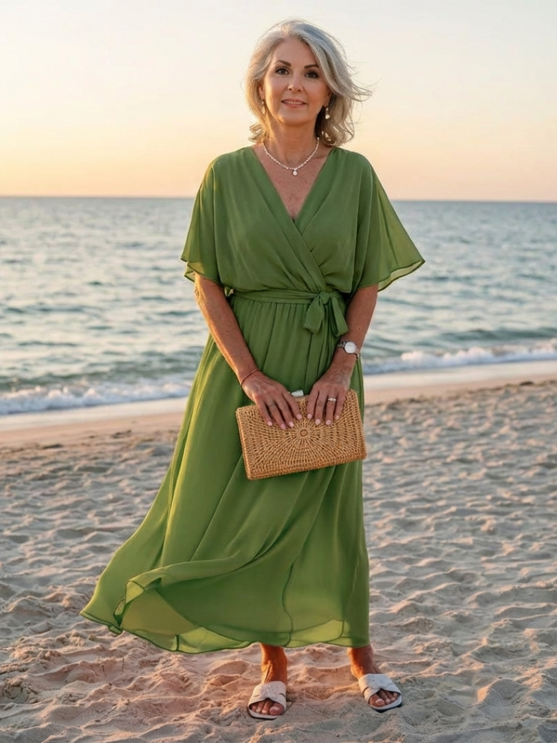 DELAMONT| Robe Midi Drapée à Encolure Elysia