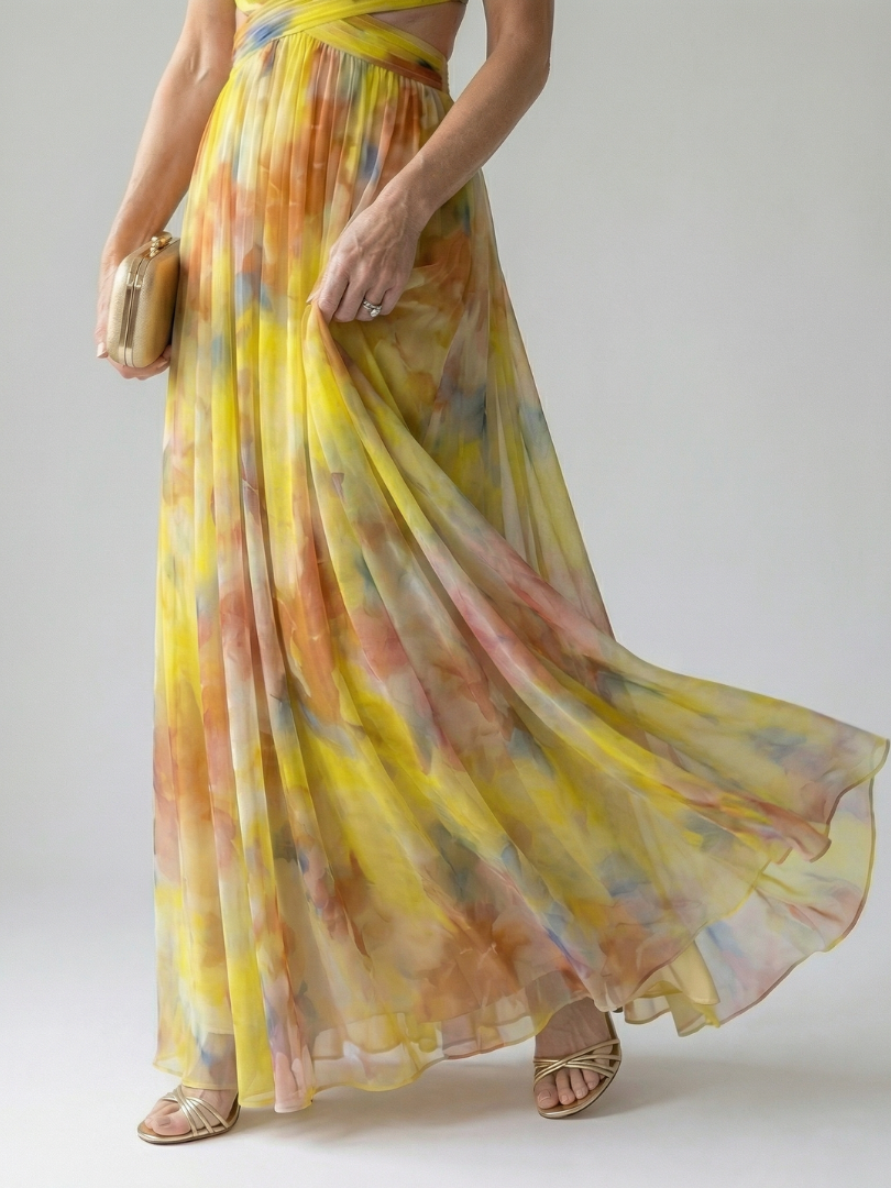 DELAMONT| Robe Maxi à Enveloppe Douce Isel
