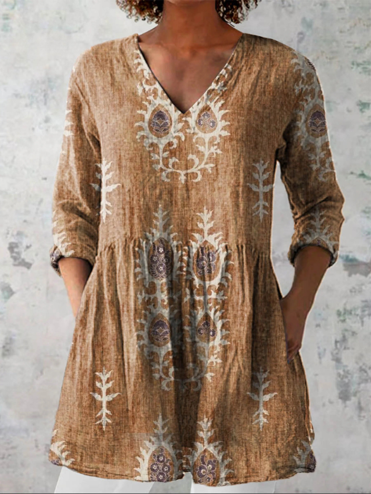 DELAMONT Blouse Longue Col V Fluide Aveline