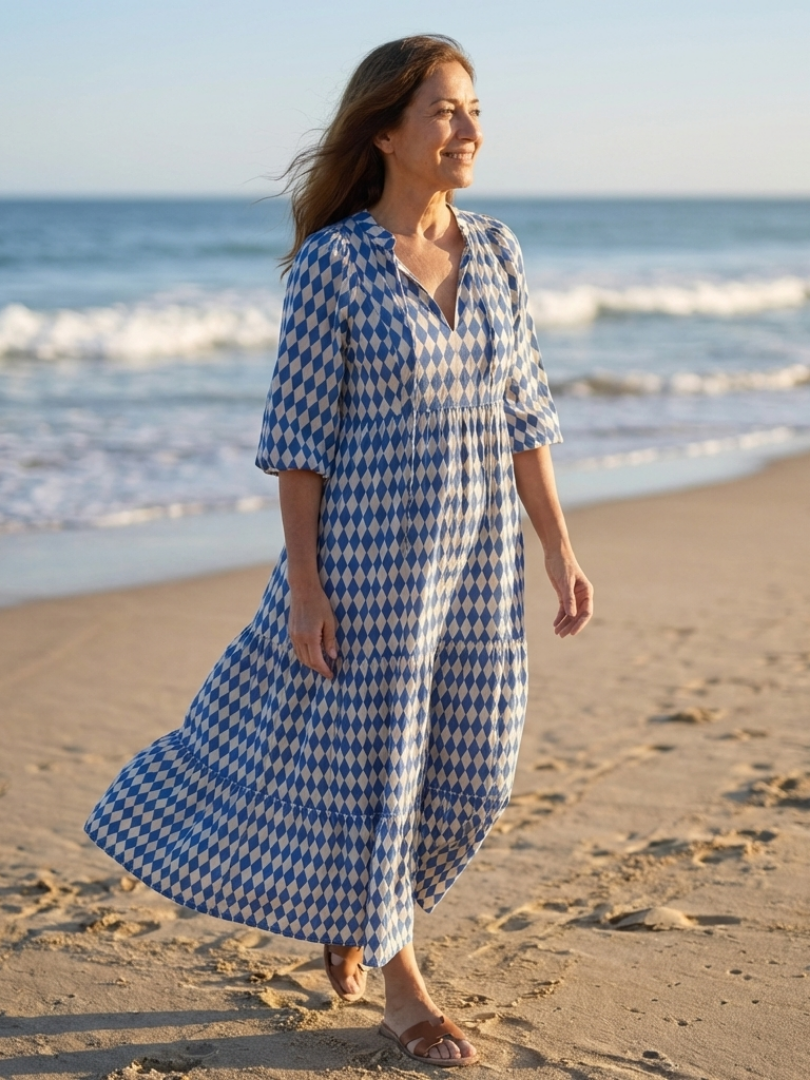 DELAMONT| Robe Midi à Imprimé Diamant Elodie