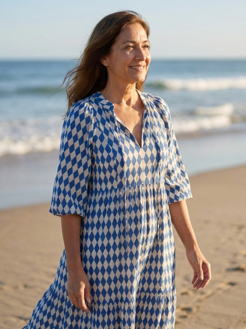 DELAMONT| Robe Midi à Imprimé Diamant Elodie