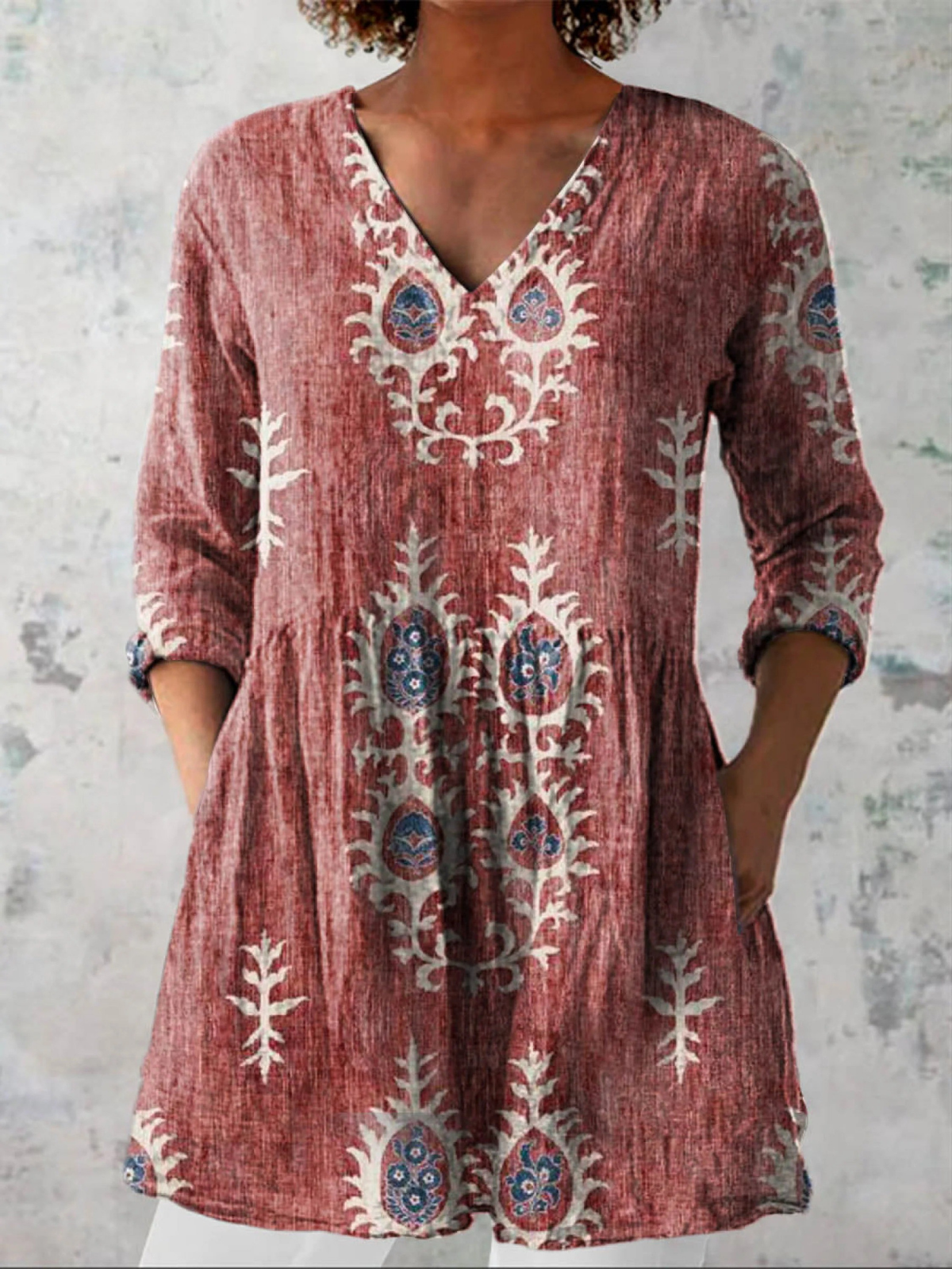 DELAMONT Blouse Longue Col V Fluide Aveline