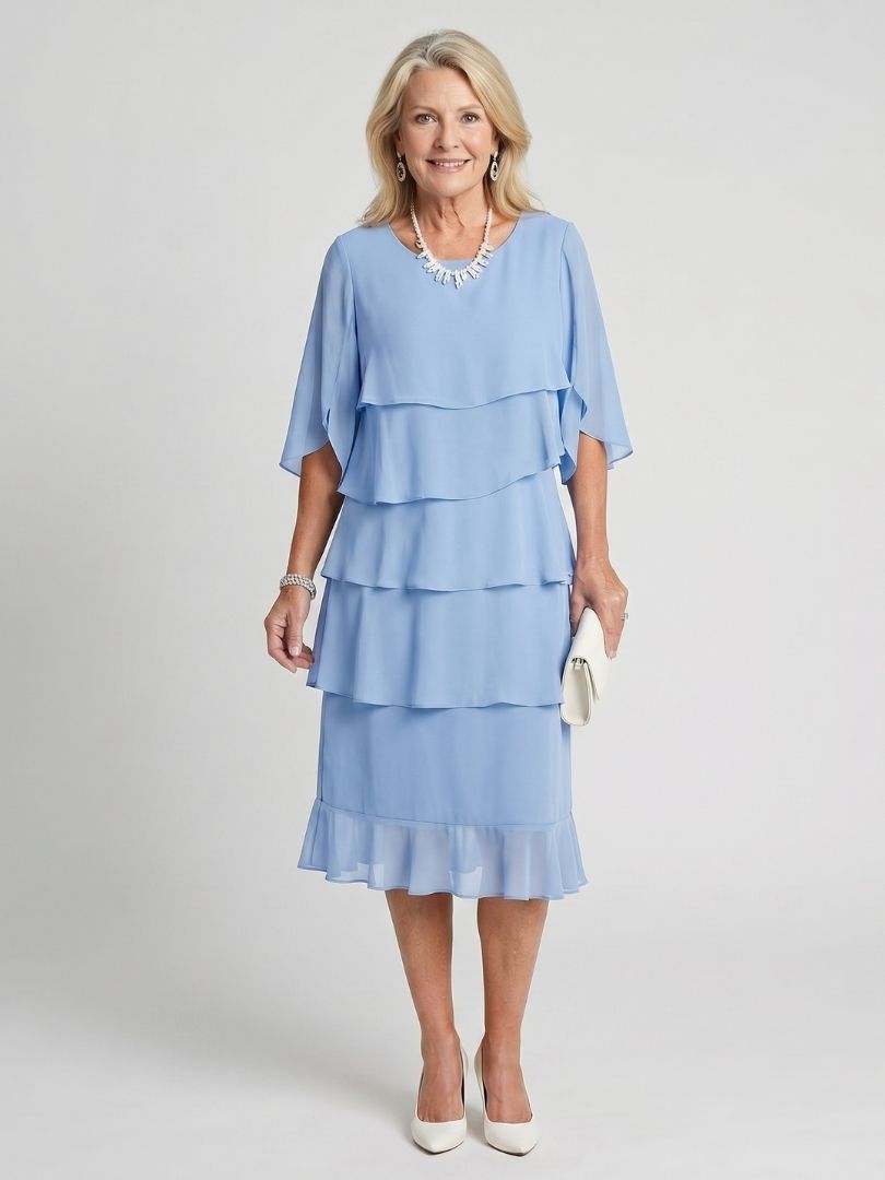 DELAMONT| Robe Midi à Volants Margaux