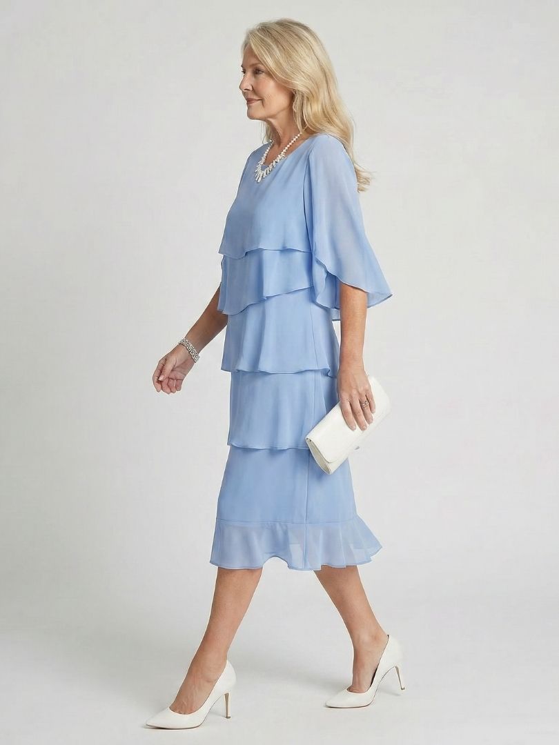 DELAMONT| Robe Midi à Volants Margaux