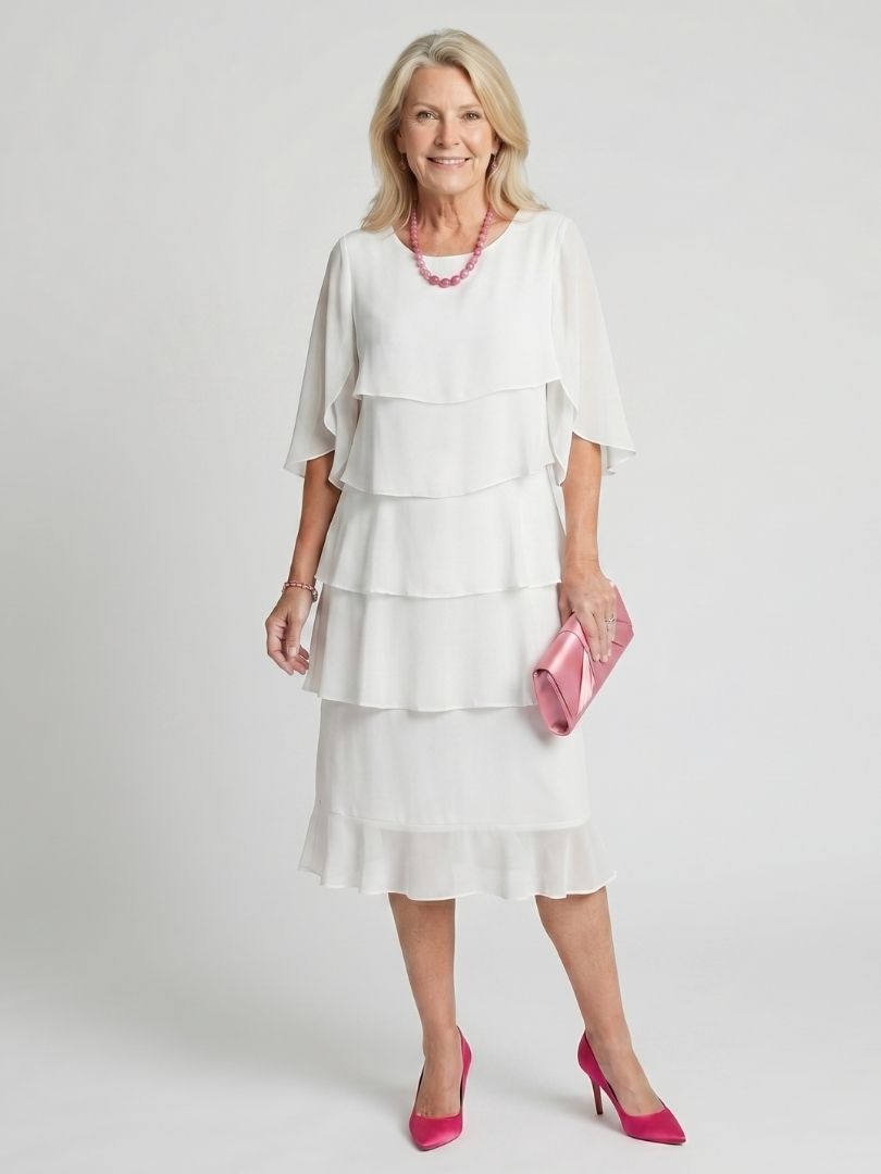 DELAMONT| Robe Midi à Volants Margaux