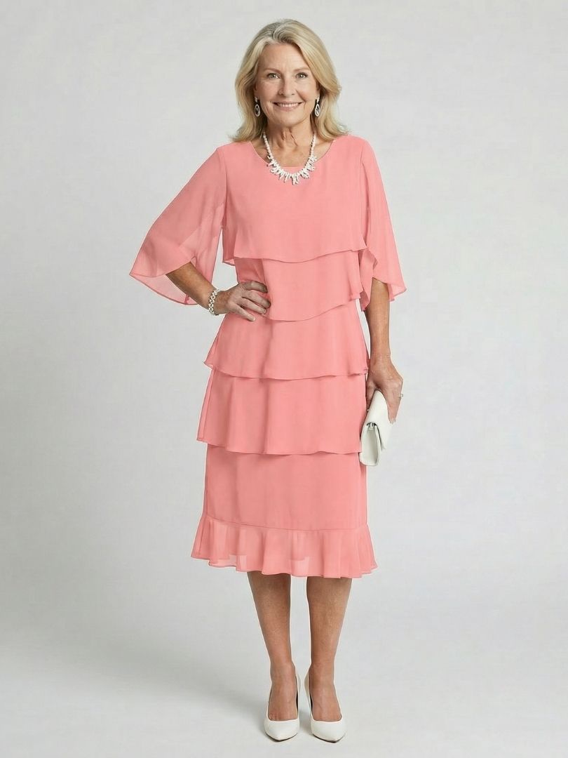 DELAMONT| Robe Midi à Volants Margaux