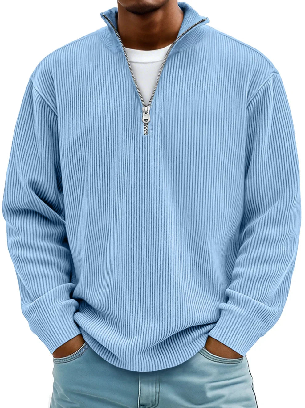DELAMONT | Pull Col Zippé Côtelé Marc