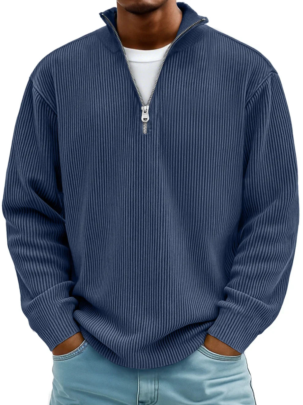 DELAMONT | Pull Col Zippé Côtelé Marc