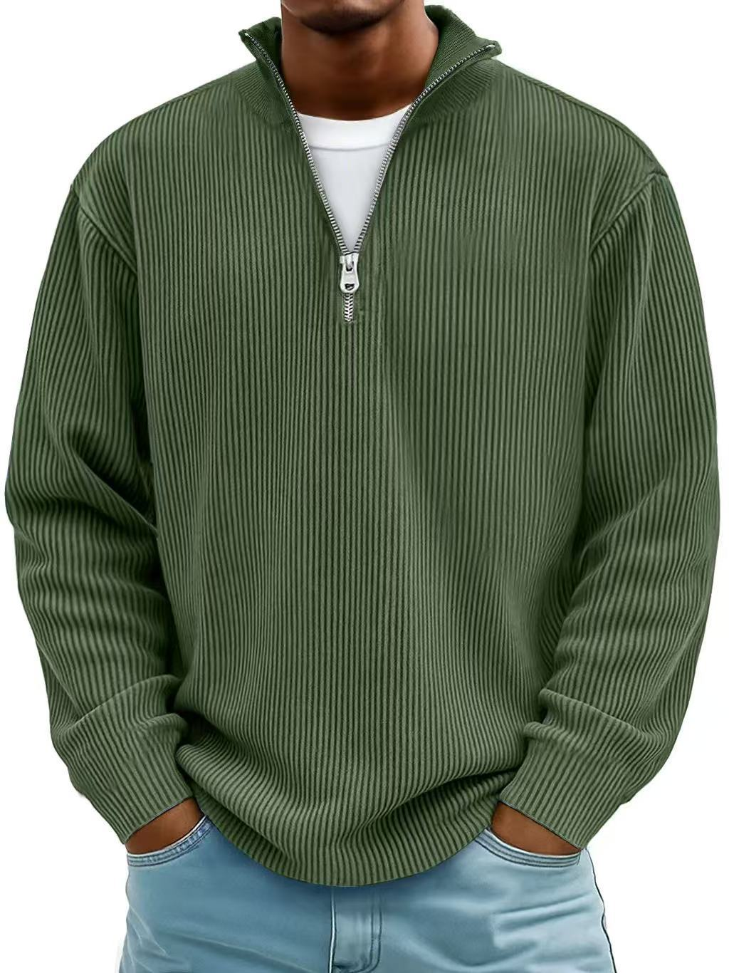 DELAMONT | Pull Col Zippé Côtelé Marc