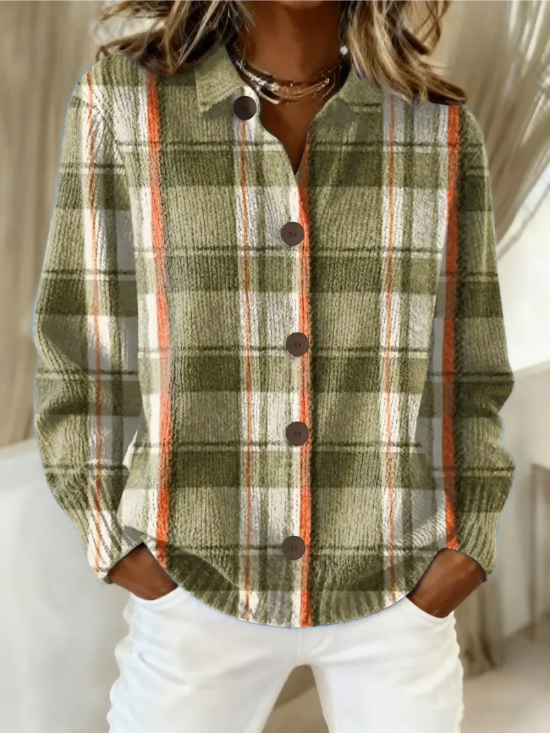 DELAMONT| Cardigan Carreaux Vert Olive Manon