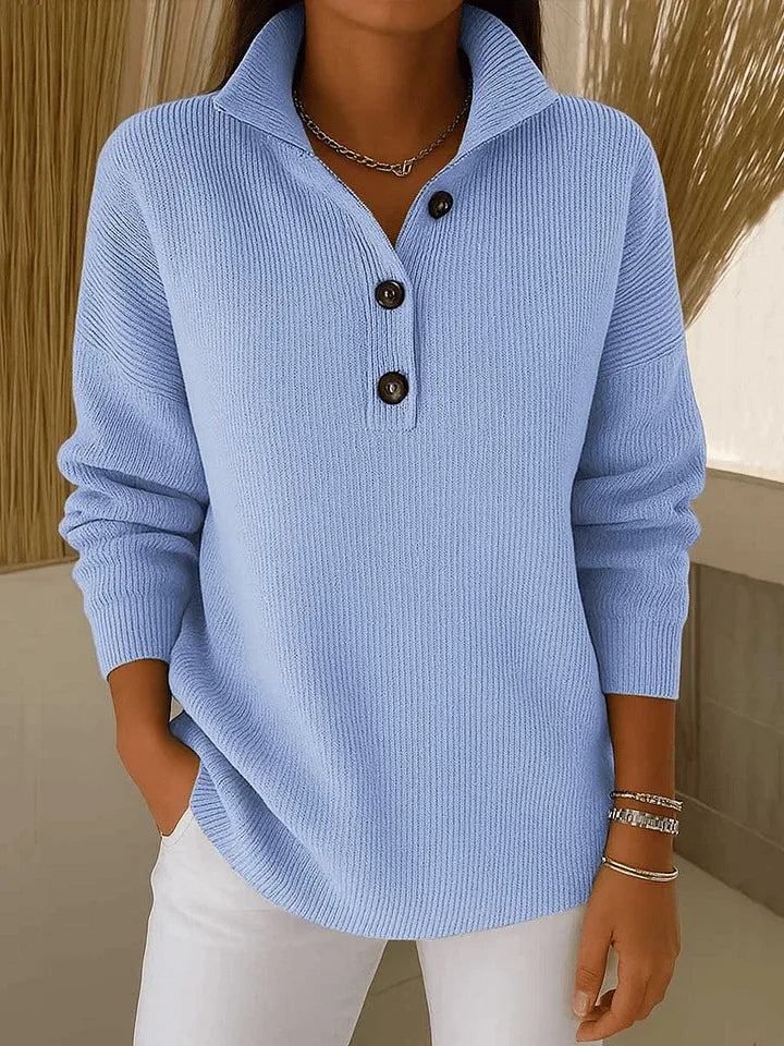 DELAMONT | Pull Col Montant Boutonné Florence