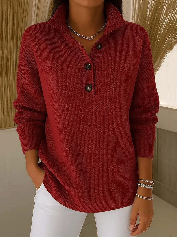 DELAMONT | Pull Col Montant Boutonné Florence