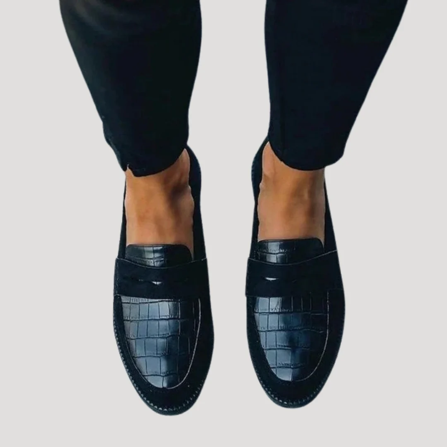 DELAMONT| Mocassins Façon Croco Aveline