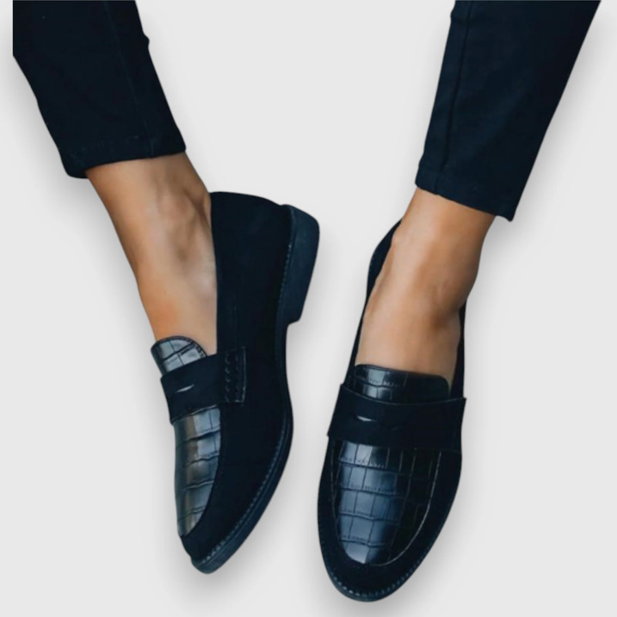 DELAMONT| Mocassins Façon Croco Aveline