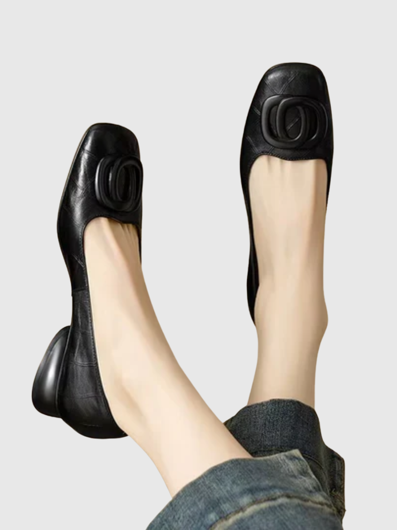 DELAMONT| Ballerines en Cuir Bout Carré Margot