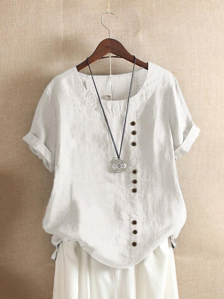 DELAMONT| Blouse Aérée avec Patte de Boutonnage Bianca