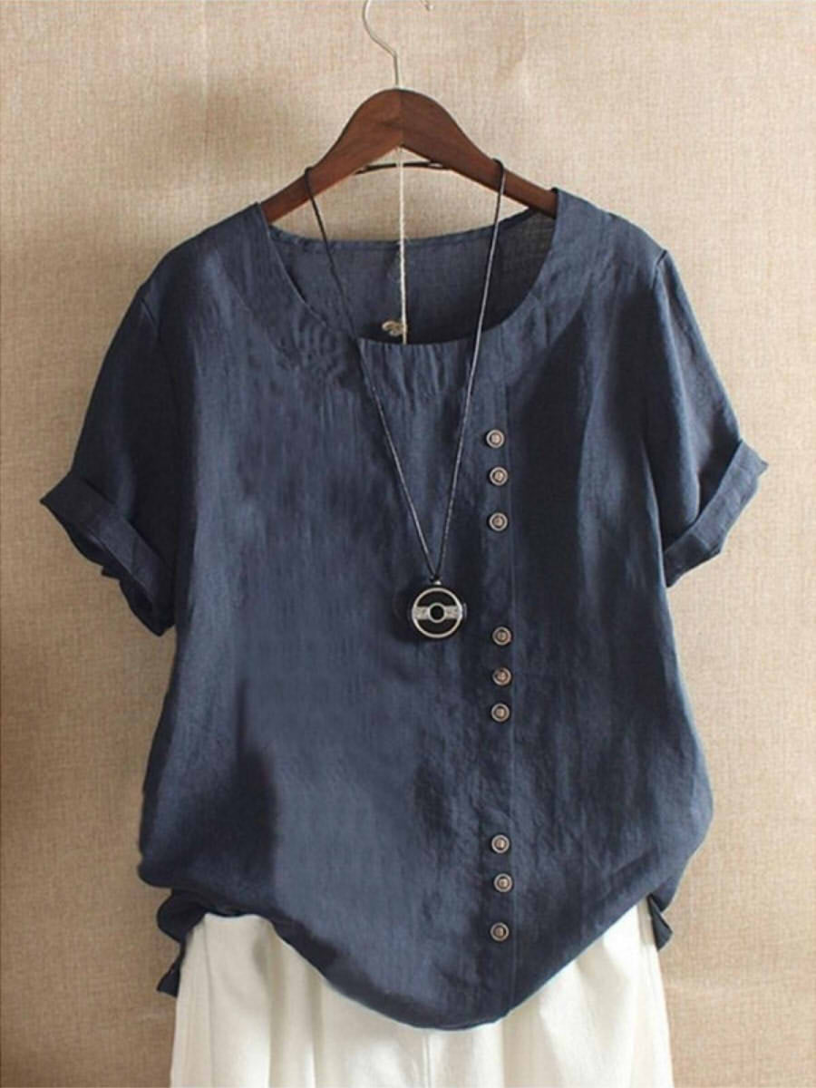 DELAMONT| Blouse Aérée avec Patte de Boutonnage Bianca
