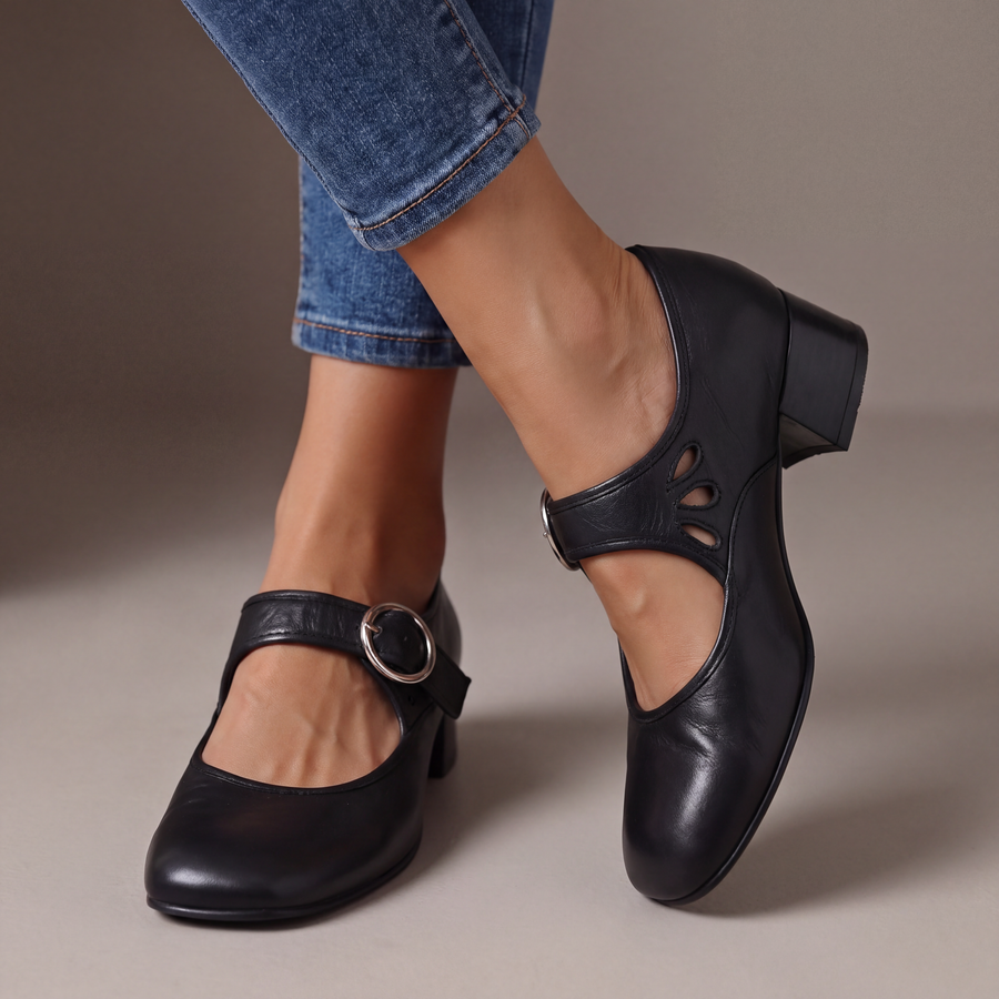 DELAMONT | Babies en Cuir à Talon Véronique